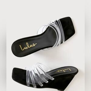 Lulu's Elegant Black and Clear Heels